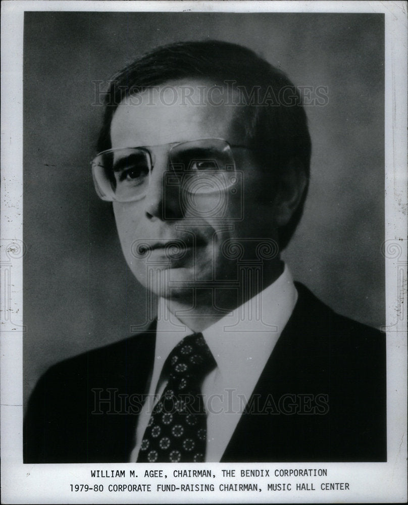 1979 Press Photo William Agee Chairman Bendix Music Hal - Historic Images