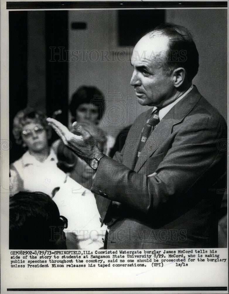 1973 Press Photo Sangamon State University James McCord - Historic Images