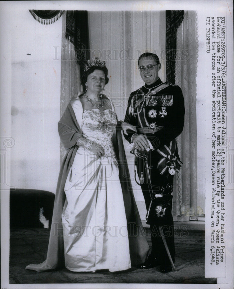 1961 Press Photo Queen Juliana Netherlands - Historic Images