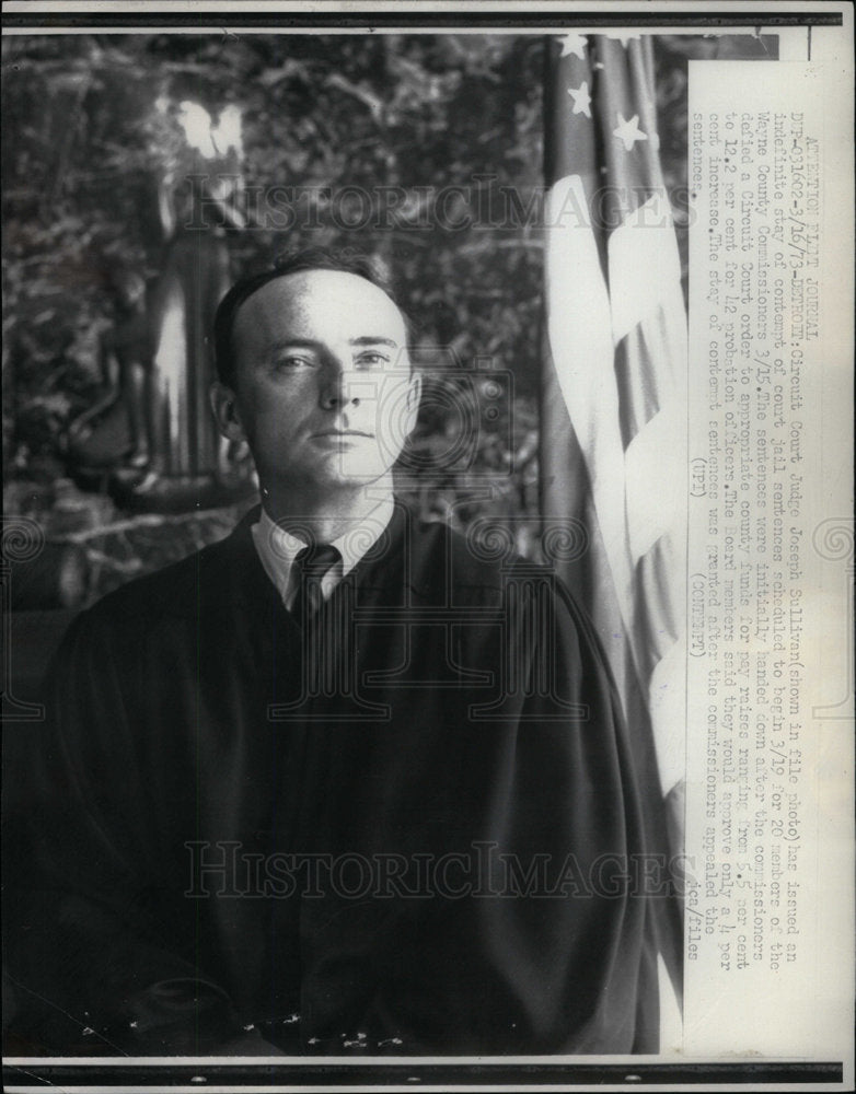 1973 Press Photo Joseph Sullivan Detroit Circuit Judge - Historic Images