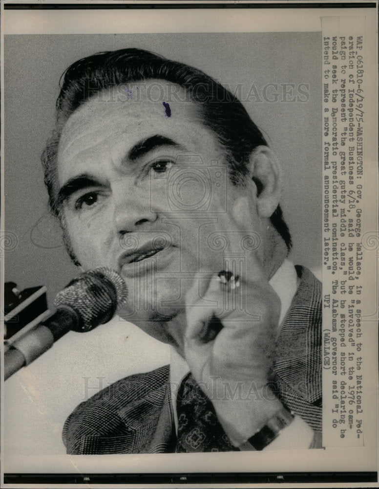 1975 Press Photo George Wallace Governor Alabama - Historic Images