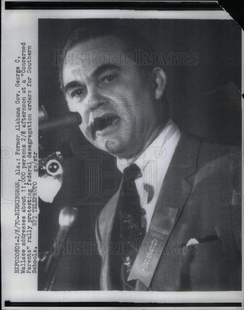 1970 Press Photo George Wallace Concerned Parents rally - Historic Images