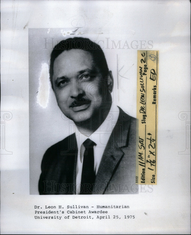 1975 Press Photo Dr Leon Sullivan Presidents Cabinet - Historic Images