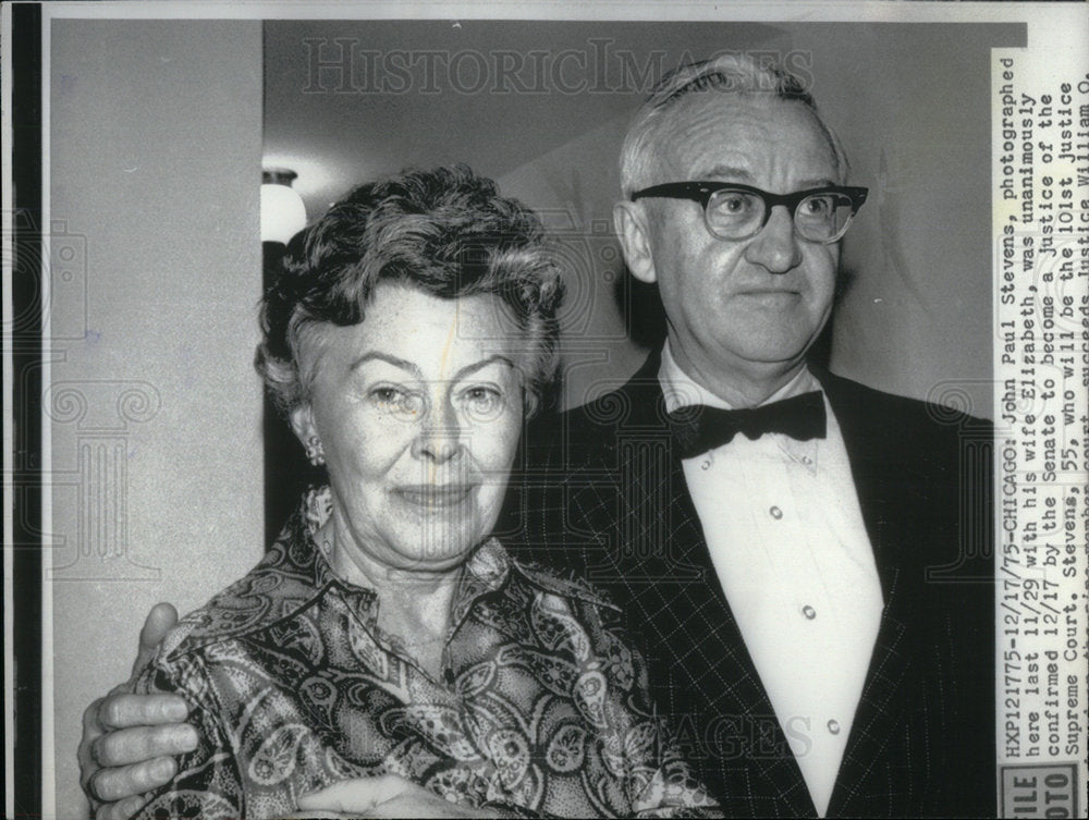 1975 Press Photo John Paul Steven Wife Elizabeth - Historic Images