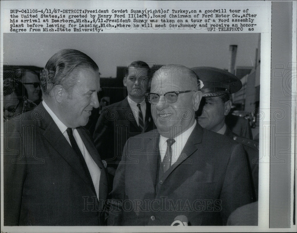 1967 Press Photo Henry Ford Sunay Turkey President Tour - Historic Images