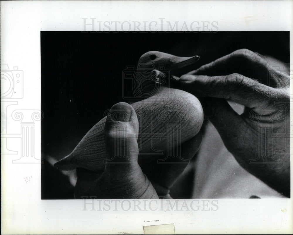 1980 Press Photo Woodcarving Spencer Bill Canvas - Historic Images