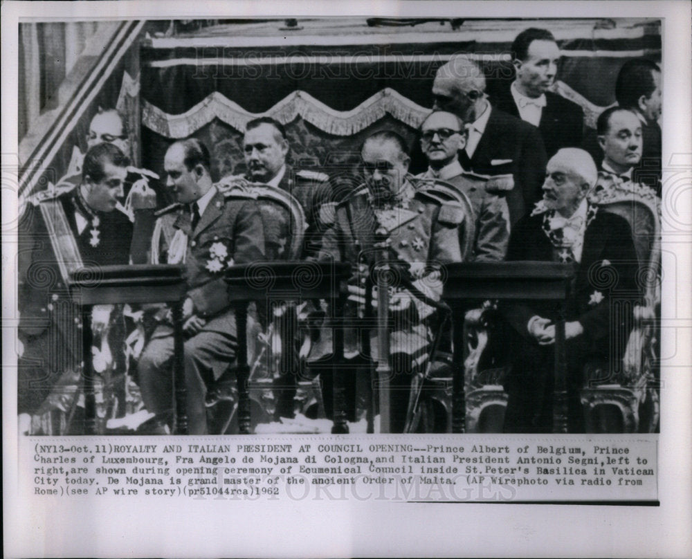 1962 Press Photo Italian President Prince Albert Charle - Historic Images