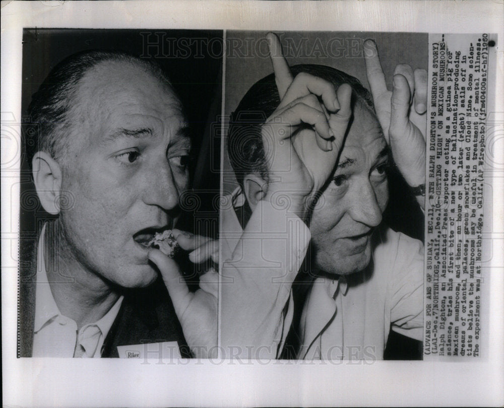 1950 Press Photo Reporter Gets High On Mexican Mushroom - Historic Images