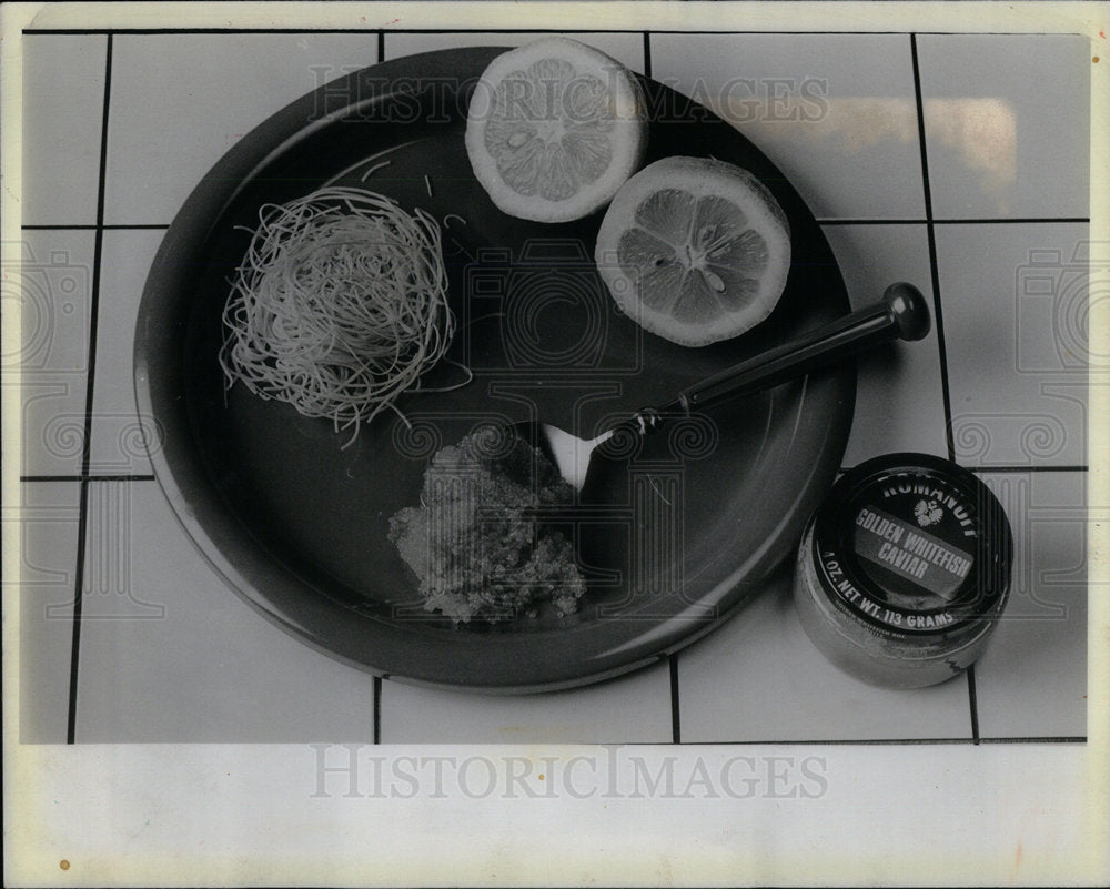 1985 Press Photo Caviar Pasta Dish - Historic Images