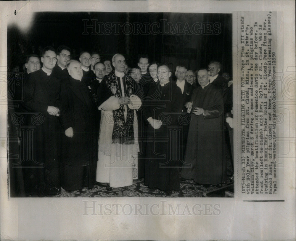 1950 Press Photo Pope Pius XII Head Vatican City - Historic Images