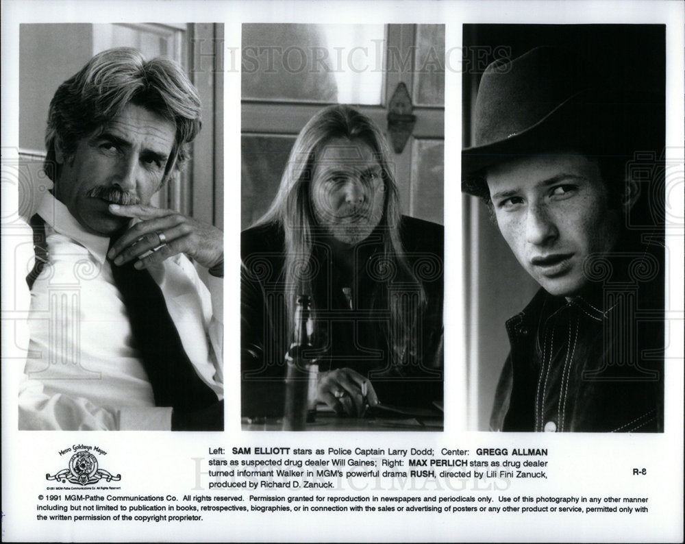 1992 Press Photo Gregg Allman Larry Dodd Sam Elliott - Historic Images