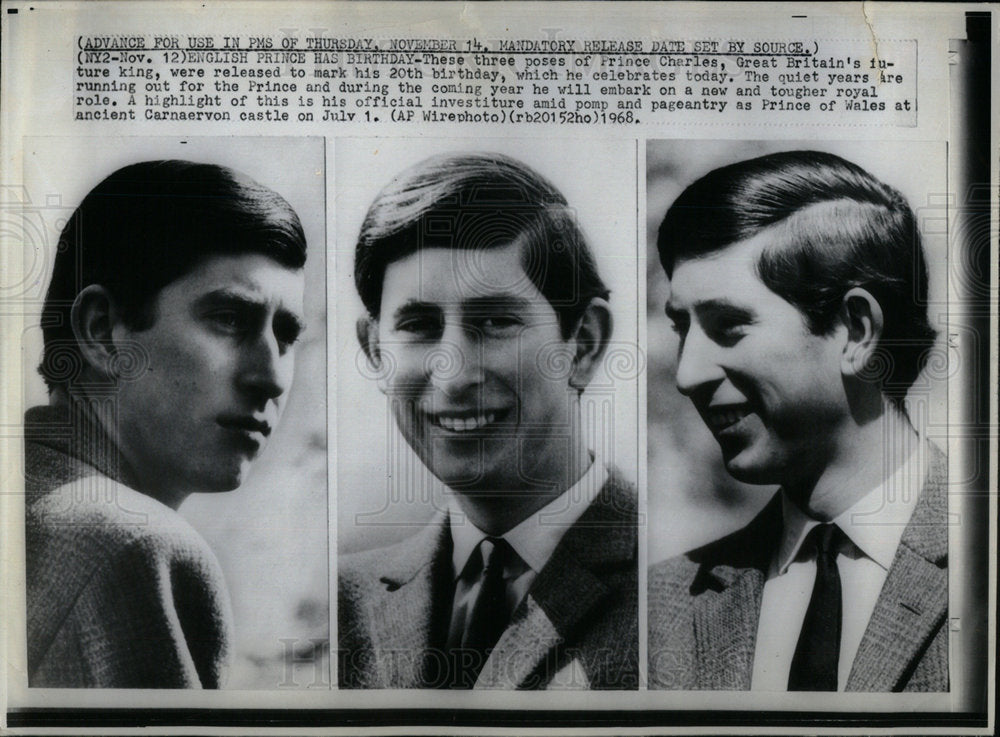 1968 Press Photo Prince Charles Great Britain King Mark - Historic Images