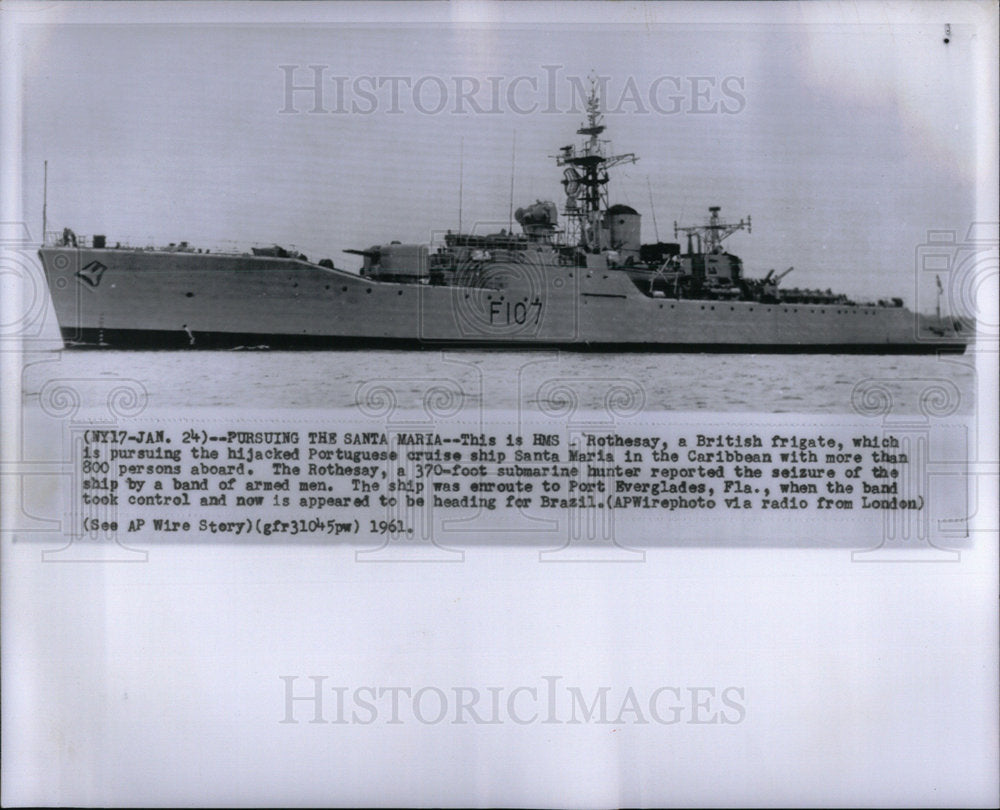 1961 Press Photo British Navy Frigate HMS Rothesay - Historic Images