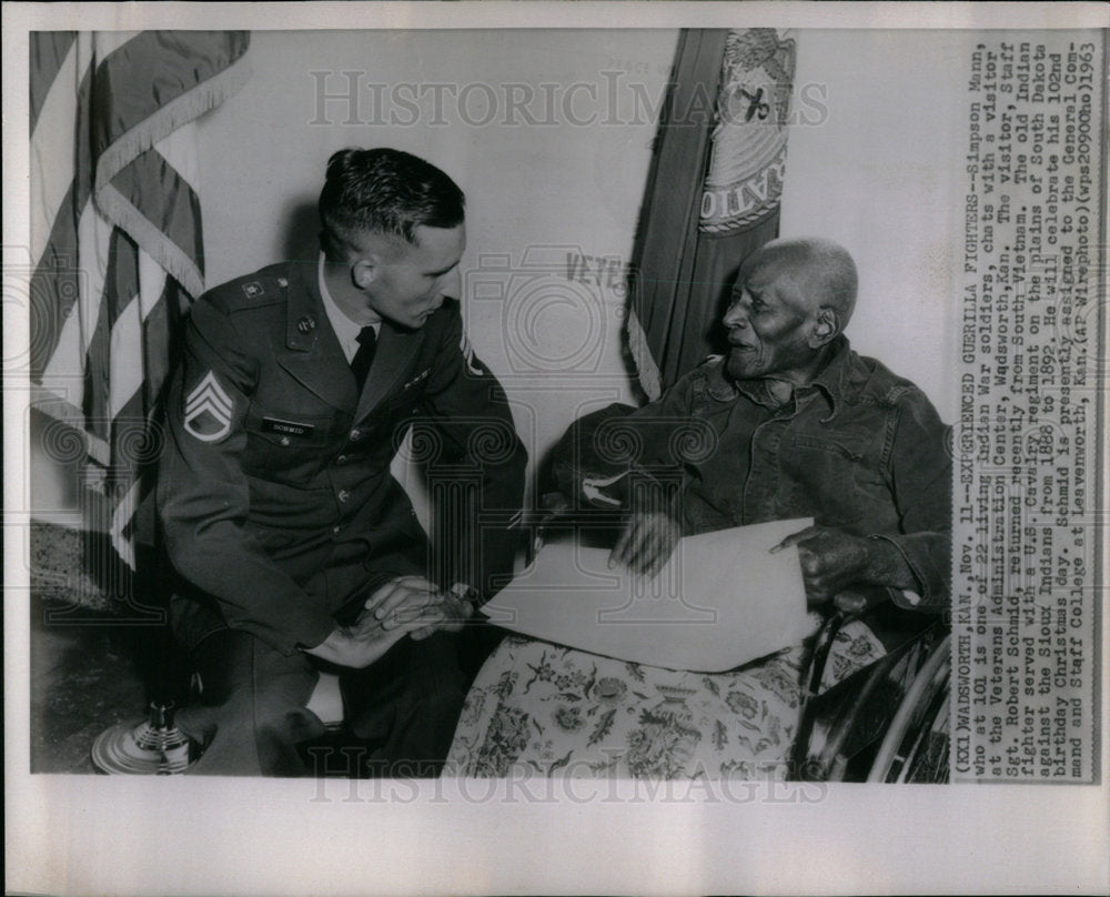 1963 Press Photo Simpson Mann Indian War Char Soldier - Historic Images