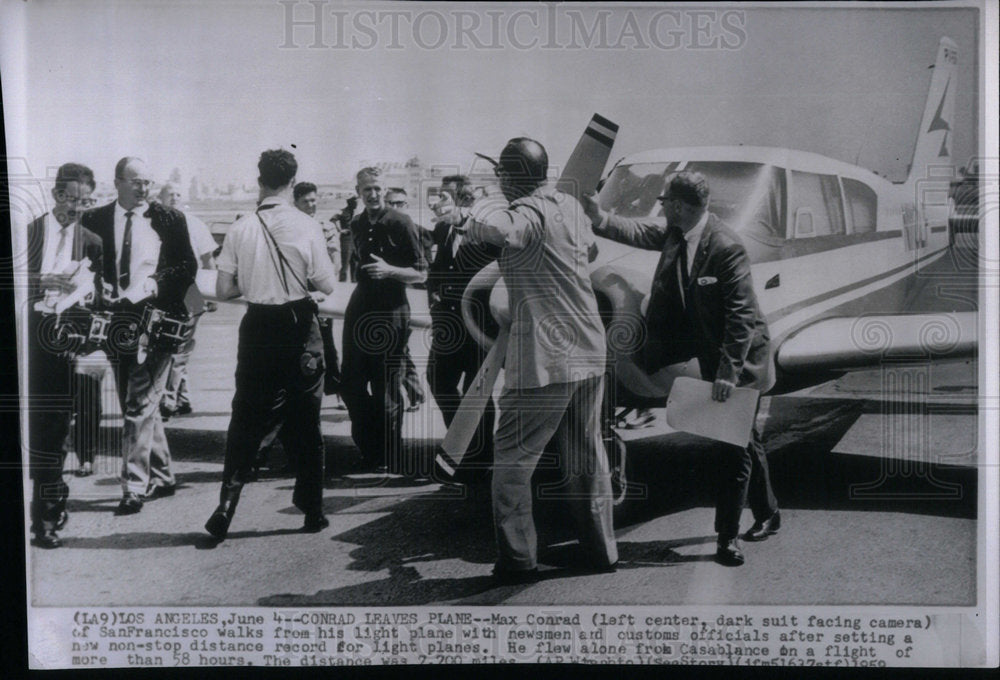 1959 Press Photo Plane Max Conrad San Francisco - Historic Images