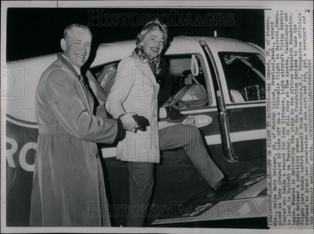 1961 Press Photo Max Conrad Mary Reisner - Historic Images