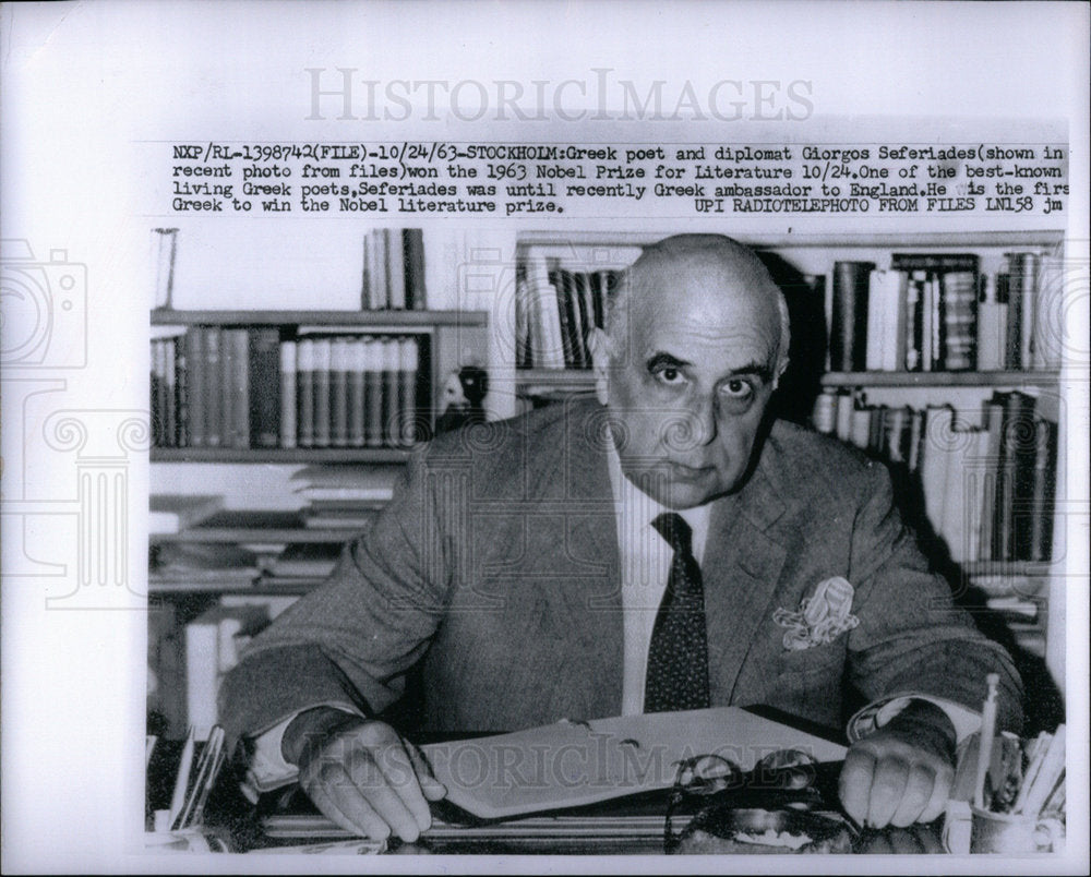 1963 Press Photo Giorgos Seferiades Politician - Historic Images