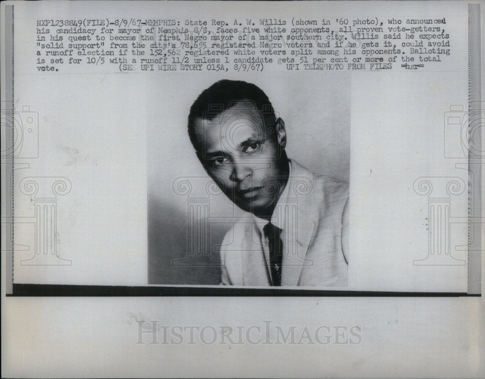 1967 Press Photo State Rep A.W. Willis - Historic Images