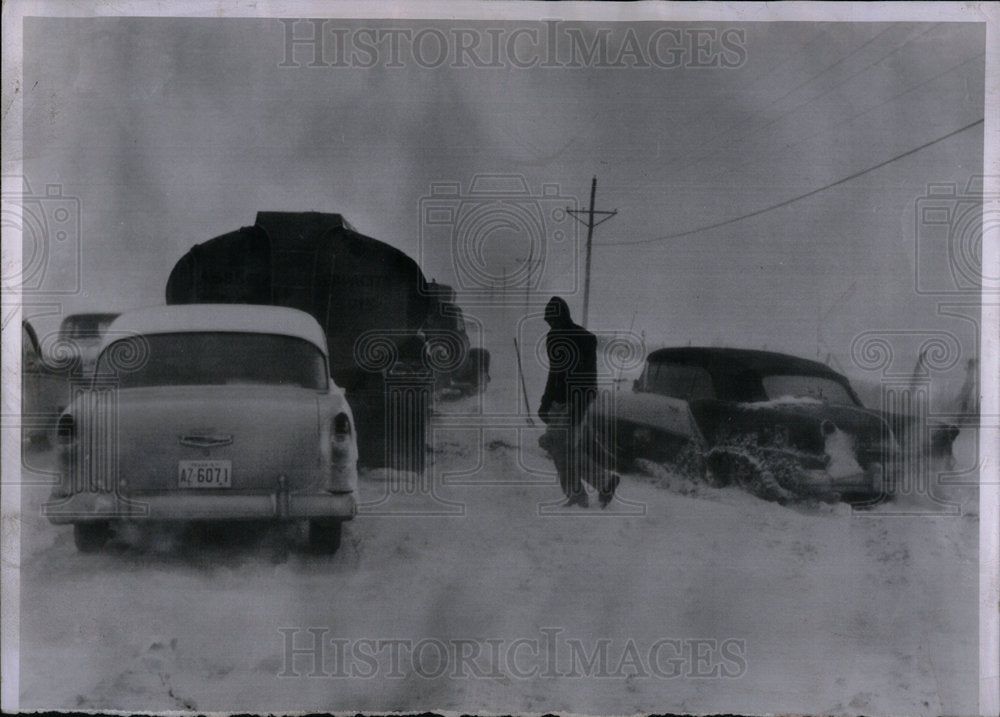 1957 Press Photo Snowstorm Texas Panhandle - Historic Images