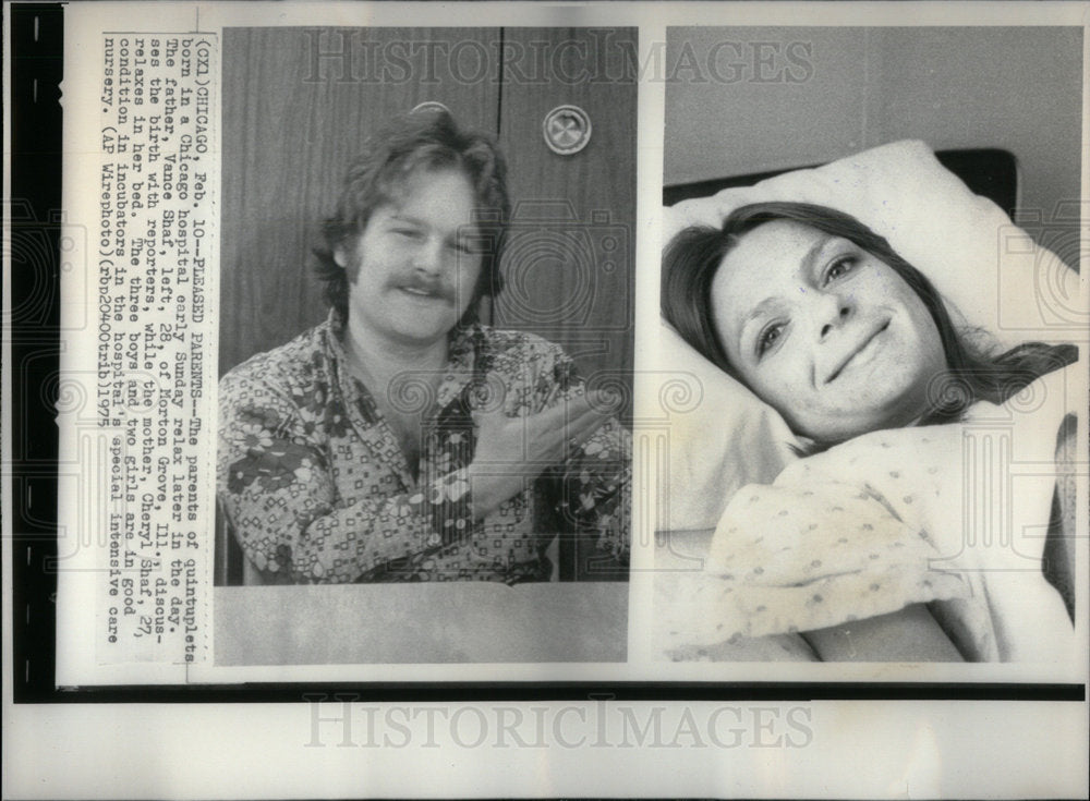 1975 Press Photo Parents quintuplets Chicago hospital - Historic Images