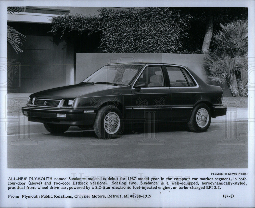 1986 Press Photo Plymouth Sundance 1987 Model 2 4 Door - Historic Images