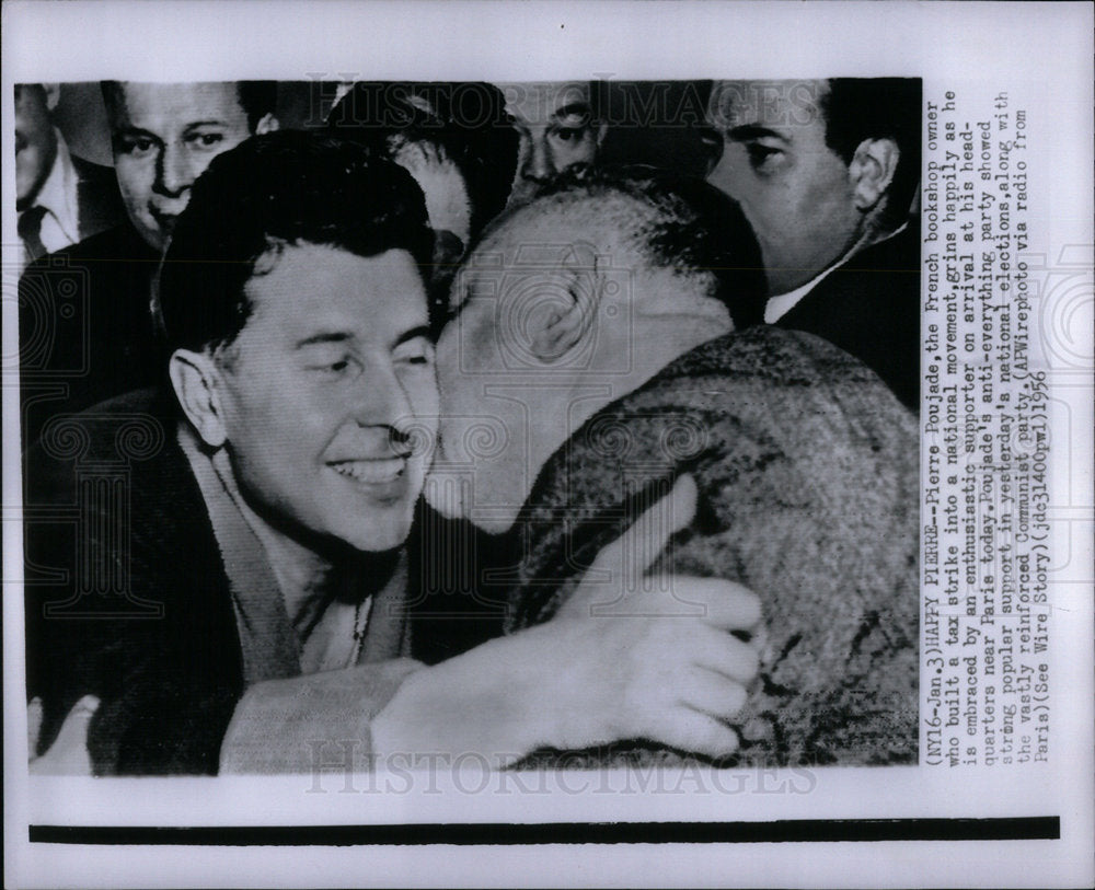 1956 Press Photo Pierre Poujade of Paris strike - Historic Images