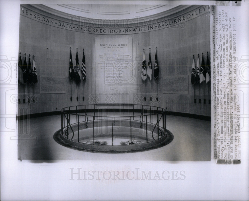 1963 Press Photo General Douglas MacArthur Norfolk - Historic Images