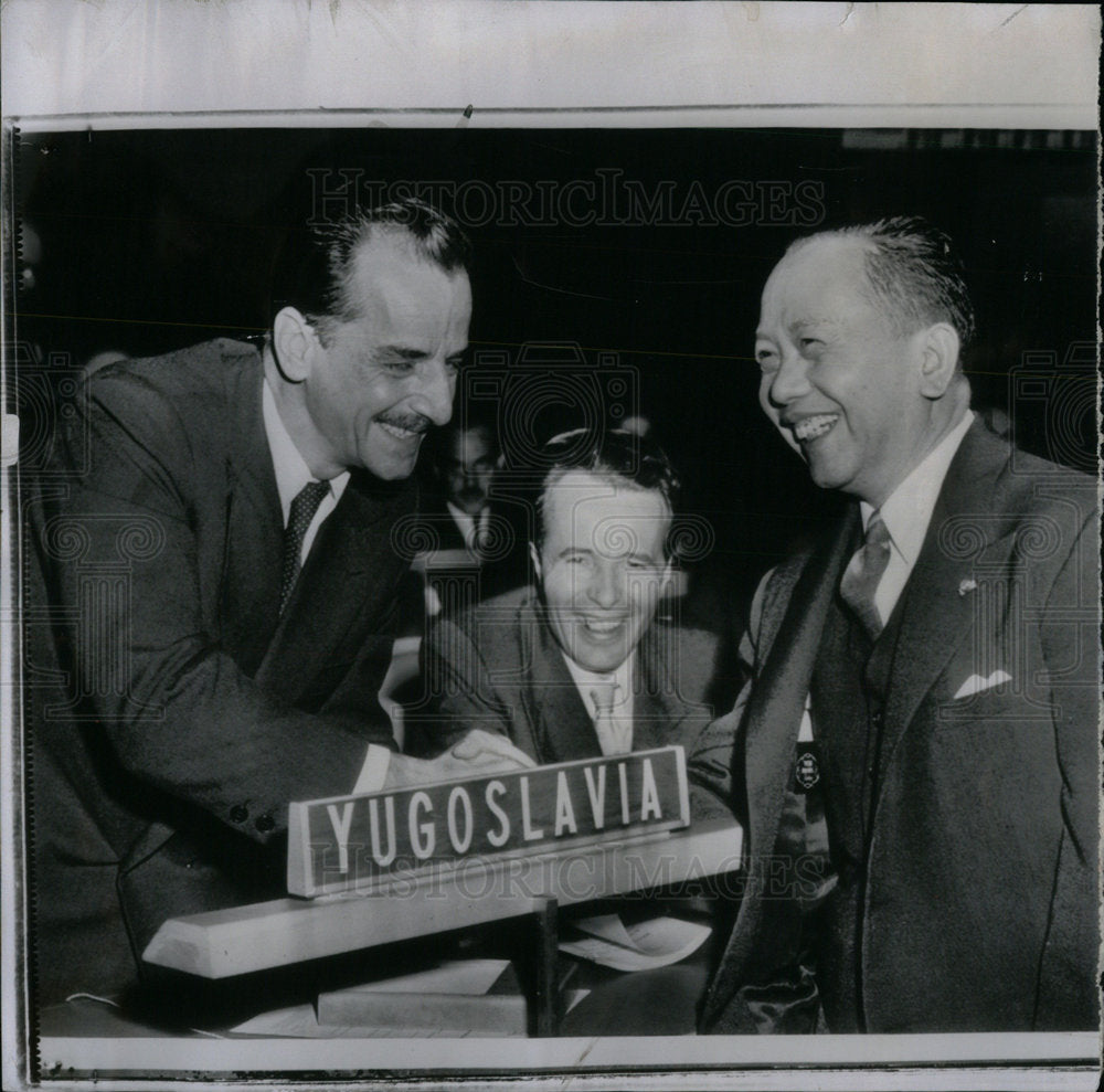 1955 Press Photo Yugoslav Delegation Head Koca Popovic - Historic Images