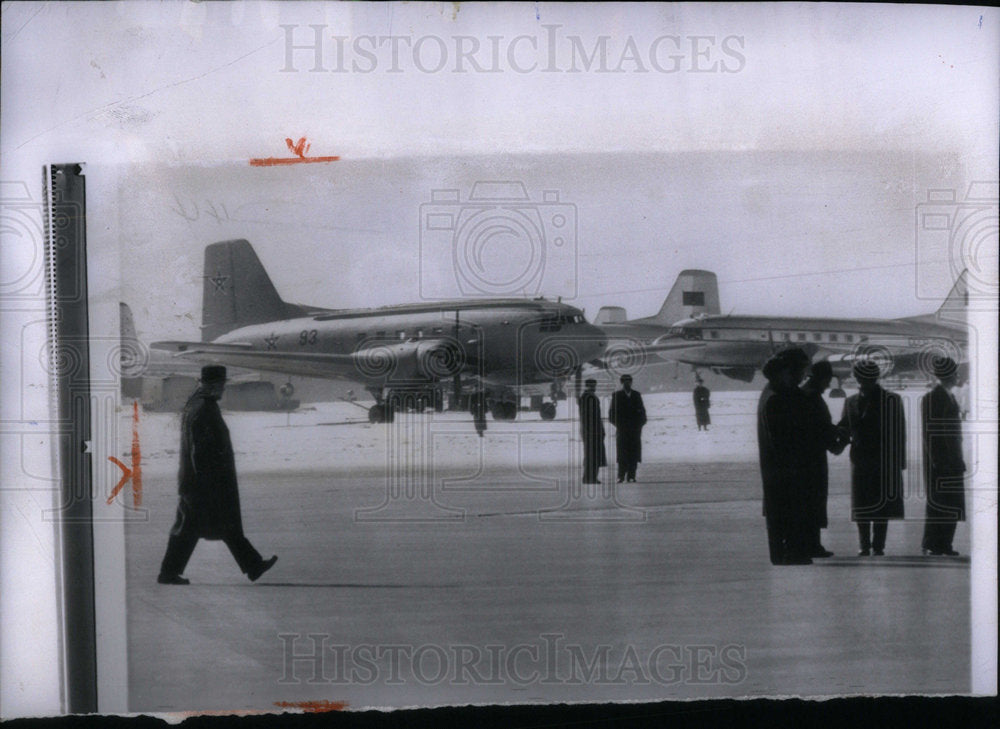 1958 Press Photo Nikolai Buganin soviet premier Vnukovo - Historic Images