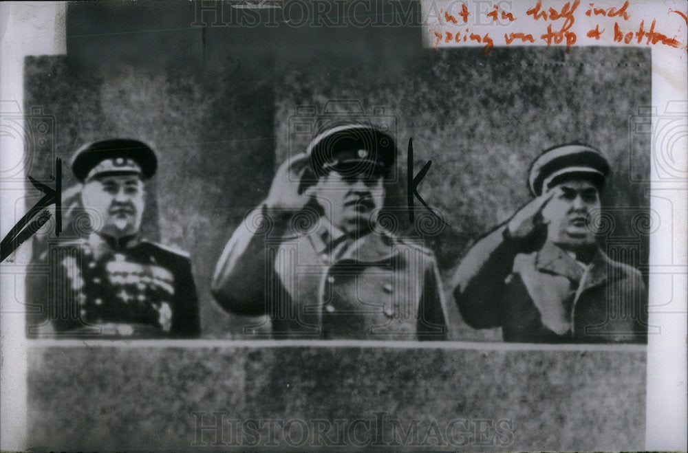 1955 Press Photo Nikolai Bulganin Russian Joseph Stalin - Historic Images