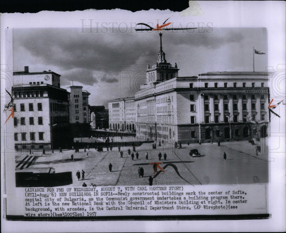 1957 Press Photo Sofia Bulgaria Buildng Government Bank - Historic Images