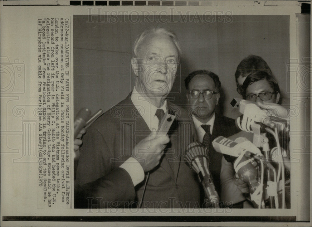 1970 Press Photo David KE Bruce Ambassador peace talks - Historic Images