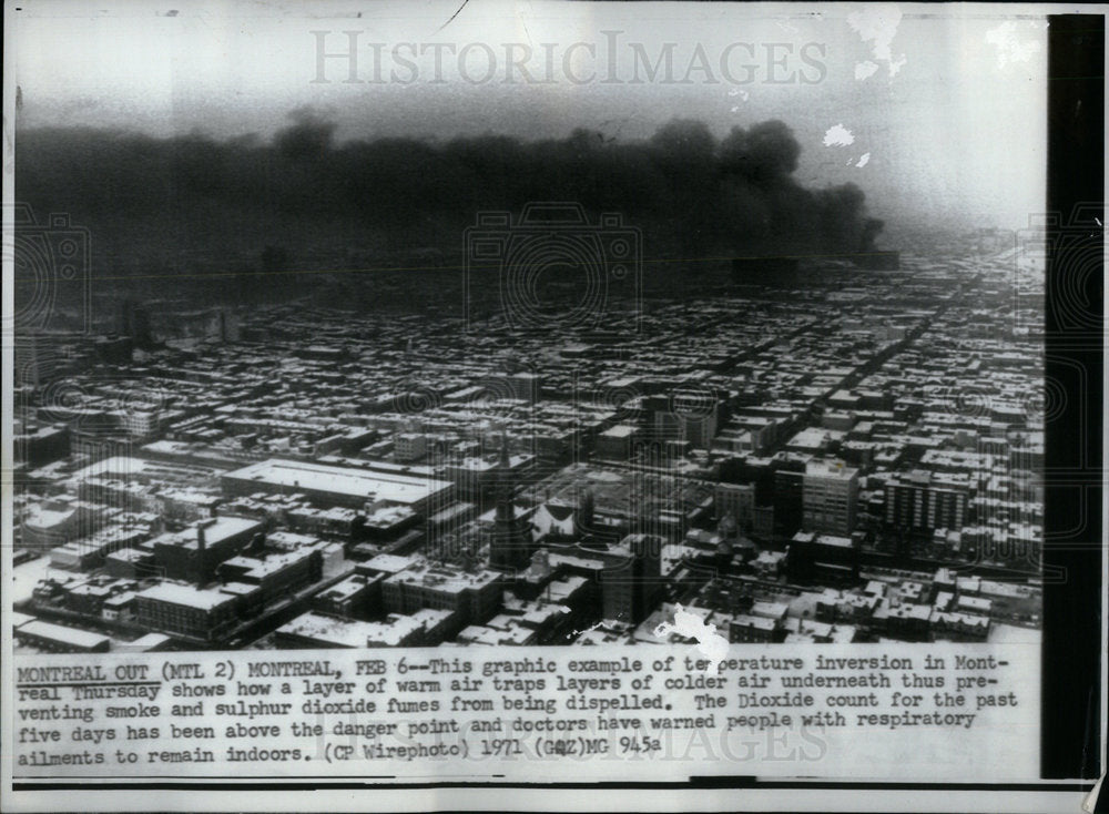 1971 Press Photo Air Pollution Canada Montreal Out - Historic Images