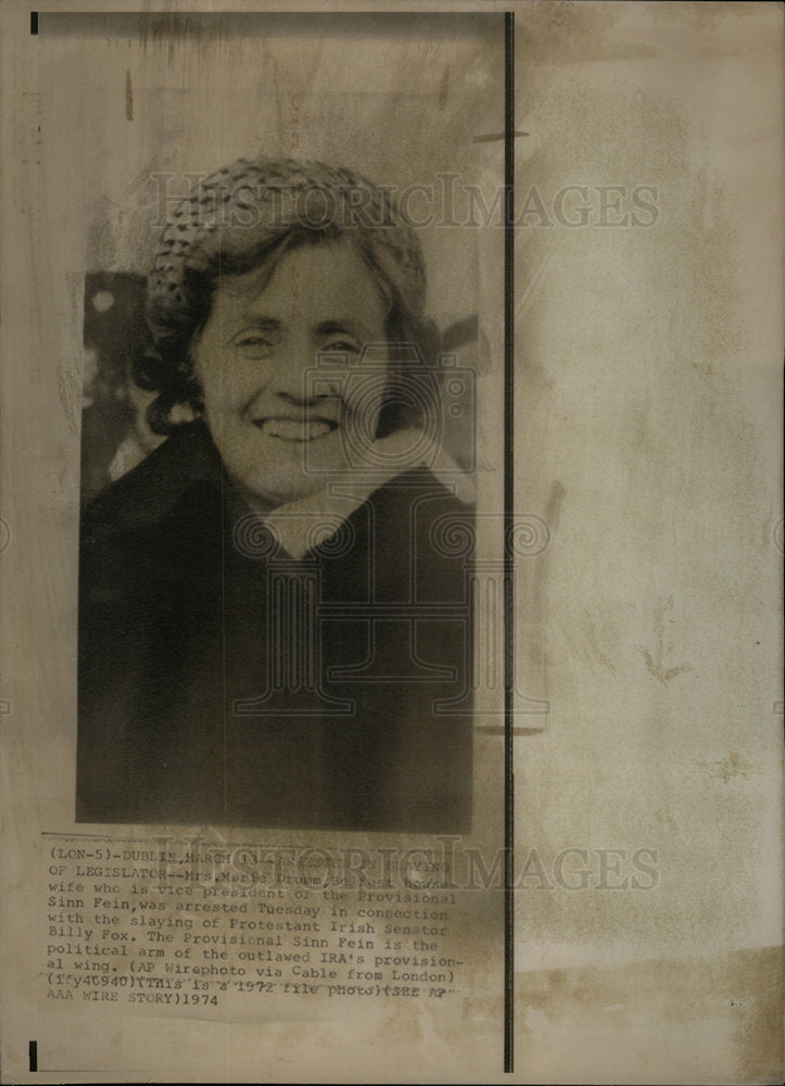 1974 Press Photo Mario Drumm Sinn Fein vice president - Historic Images