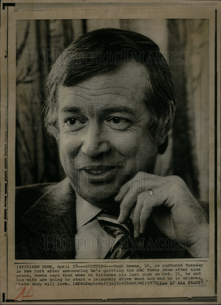 1971 Press Photo Hugh Downs New York NBC Anchor Tuesday - Historic Images