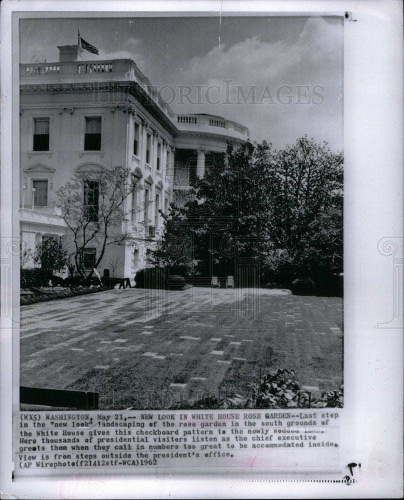 1962 Press Photo White house Rose garden Landscaping - Historic Images