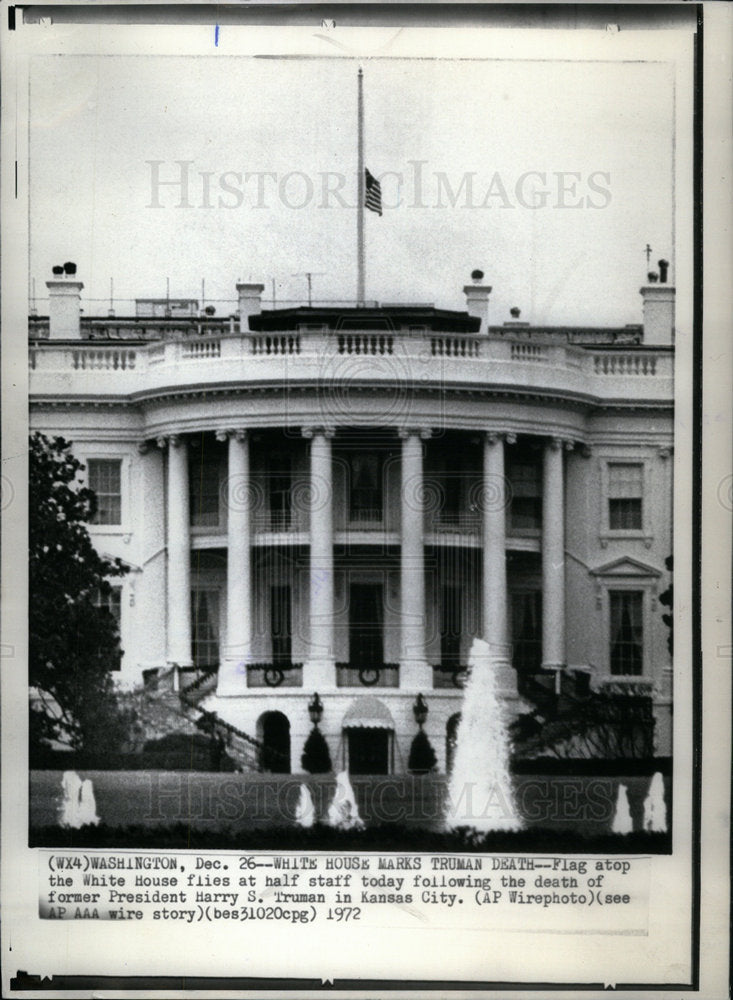 1972 Press Photo President Harry Truman White House - Historic Images