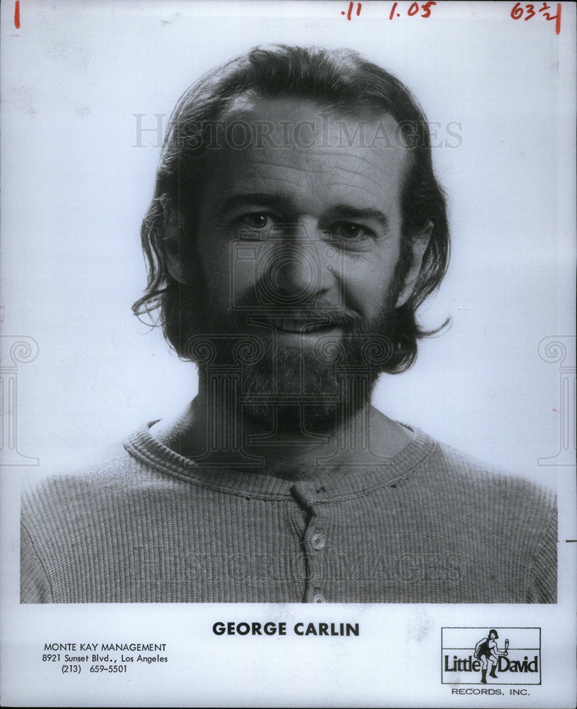 1985 Press Photo George Carlin America Social Critic - Historic Images