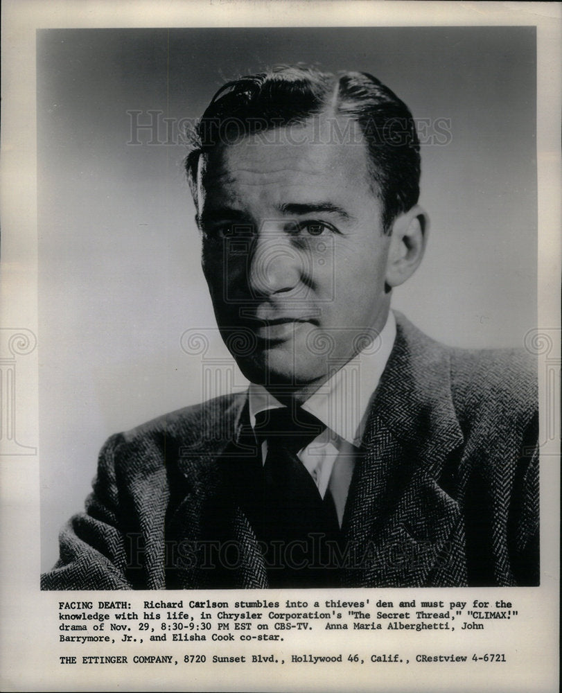 Press Photo Richard Carlson star Secret Thread Chrysler - Historic Images