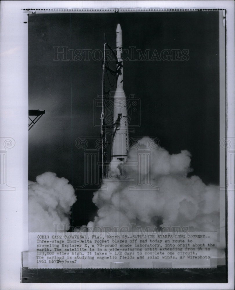 1961 Press Photo Thor Delta rocket blazer Explorer X - Historic Images