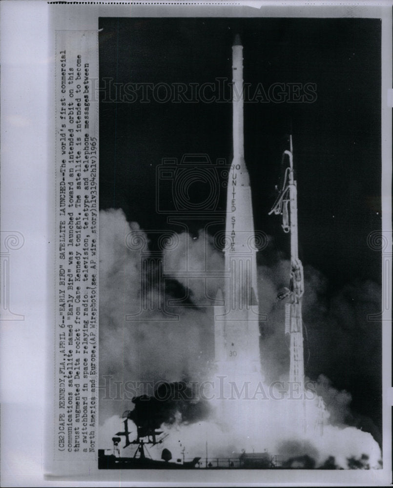 1965 Press Photo Early Bird Satellite launched Delta - Historic Images