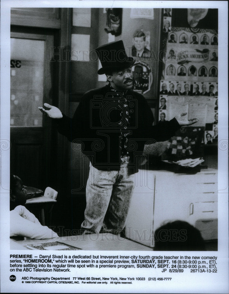 1989 Press Photo Actor Darryl SIvad Stars In &quot;Homeroom&quot; - Historic Images