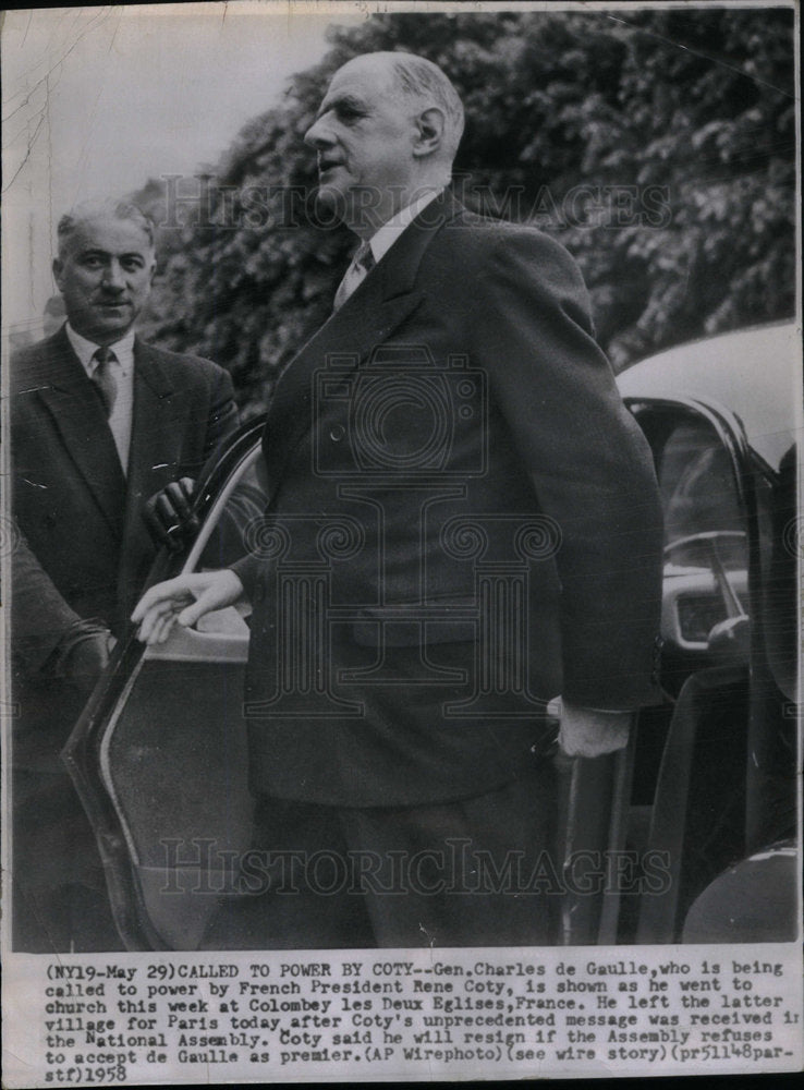 1958 Press Photo GEN. CHARLES DE GAULLE FRENCH GENERAL - Historic Images