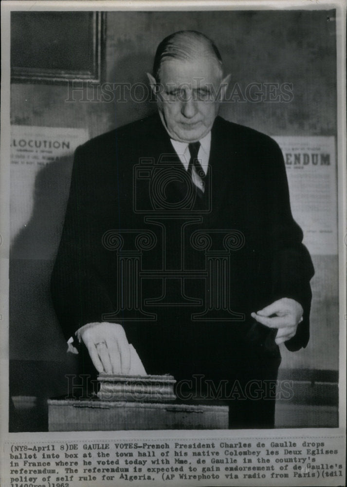 1962 Press Photo President Charles De Gualle - Historic Images