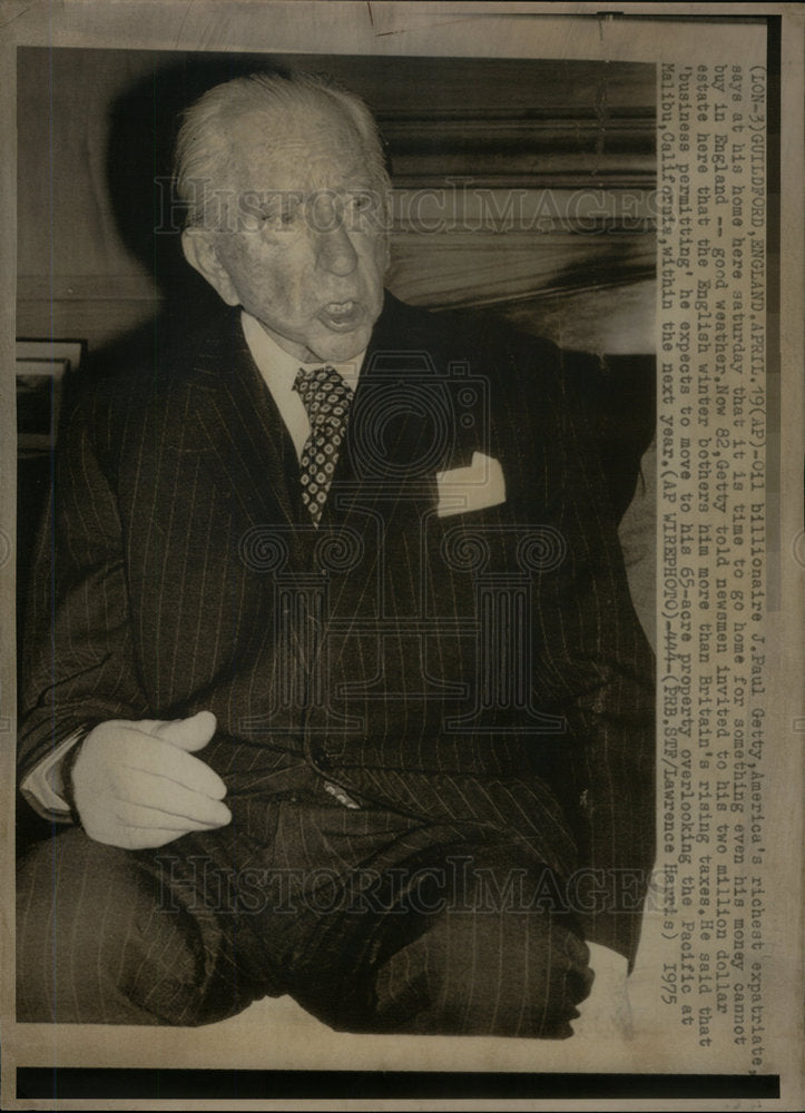 1975 Press Photo Oil Billionaire J. Paul Getty England - Historic Images