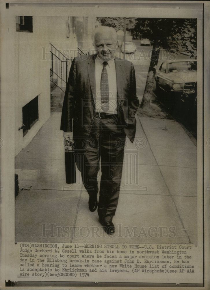 1974 Press Photo GERHARD A. GESELL DISTRICT COURT JUDGE - Historic Images