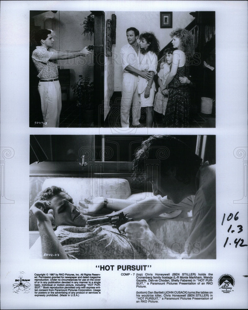 1987 Press Photo Scenes From Paramount &quot;Hot Pursuit&quot; - Historic Images