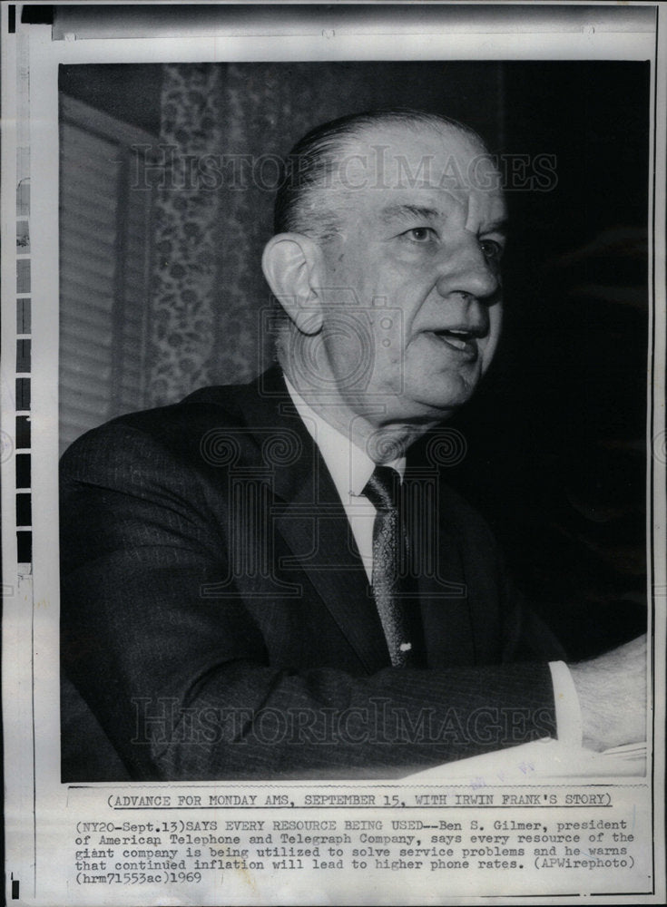 1969 Press Photo Ben S. Gilmer AT&amp;T Co - Historic Images