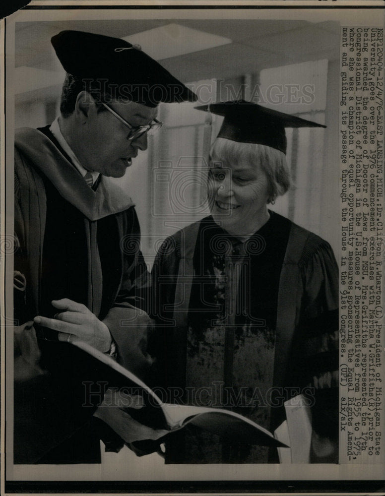 1976 Press Photo Martha W. Griffiths Receives Law Honor - Historic Images