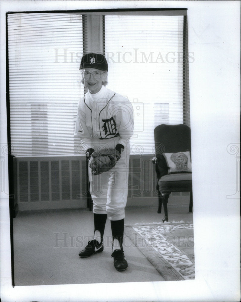 1990 Press Photo Judge Riley in Tiger Baseball Uniform - Historic Images